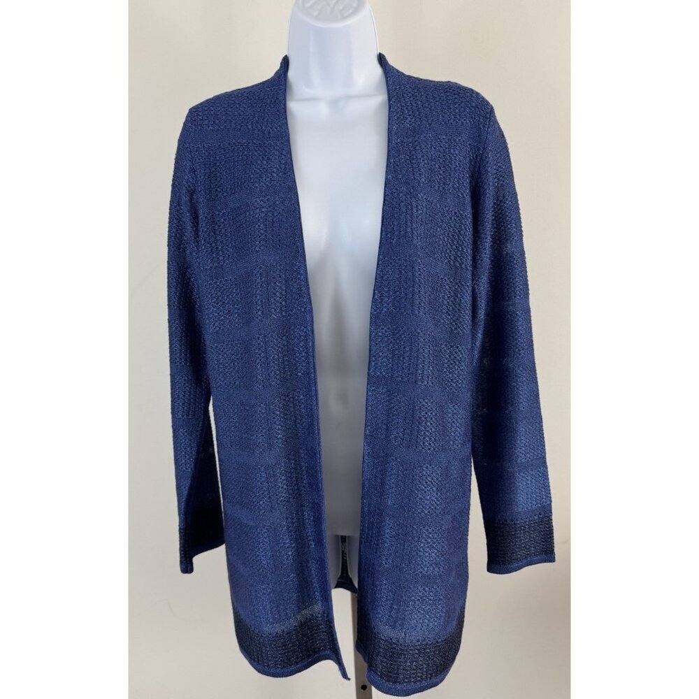 LUISA SPAGNOLI Blue Knit Open Front Cardigan Sweater Sz M